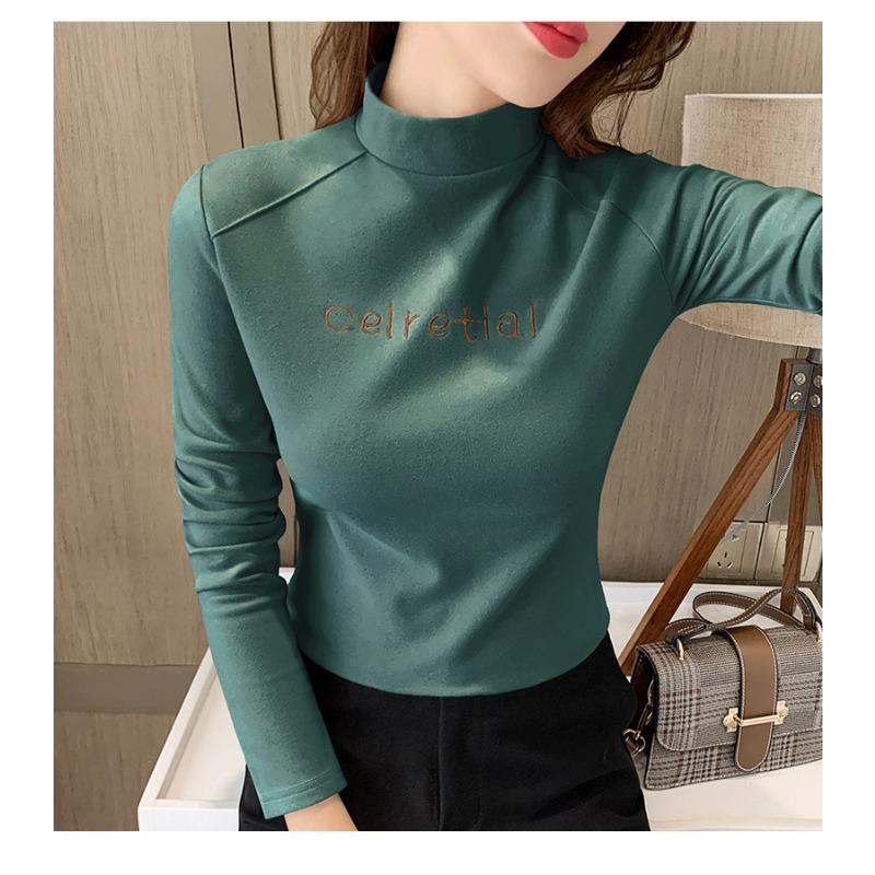 Half High Collar Undershirt Long Sleeved T-shirt Women's Top