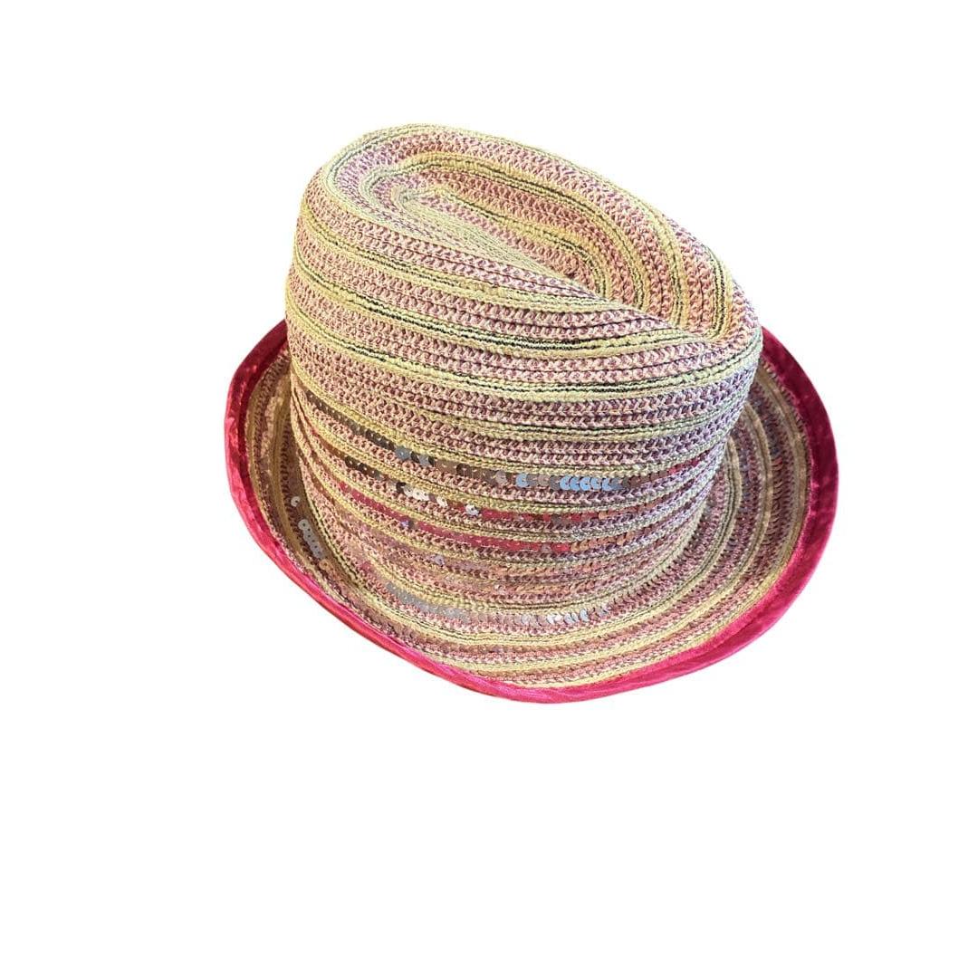 Used CA4LA Sequined Straw Hat Pink