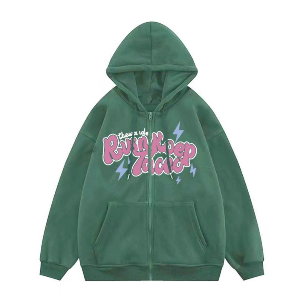Men's And Women's Casual -color Zipper Hoodie, Men's Trendy Letter-printed Hoodie Jacket