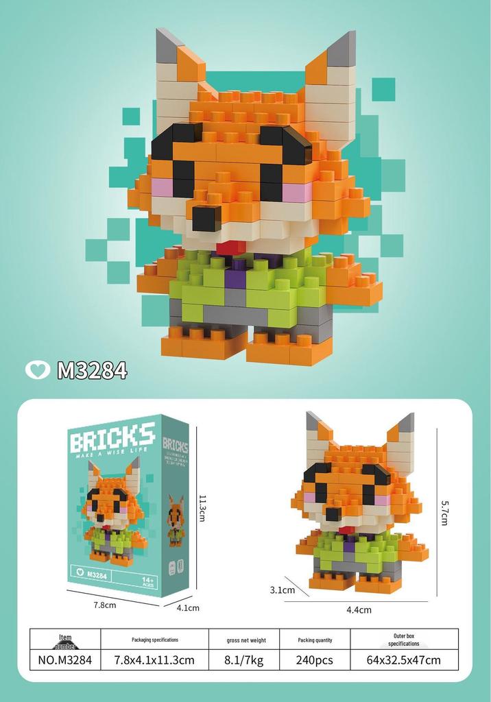 Tiny Berry Bear Nini Building Blocks - Educational Cartoon Figurine for Kids