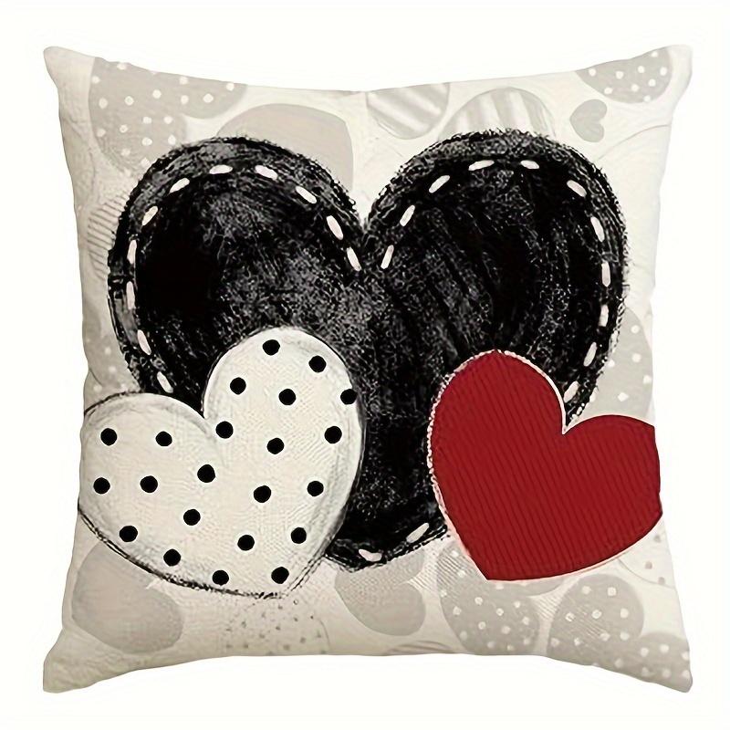 Home Decor Heart Patterns: P.S. Love You &amp; Be Mine Pattern Cushion Cover Suitable For Sofa Bedroom Car Pillow Cover