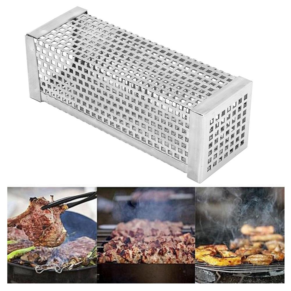 304 Stainless Steel Square BBQ Grill Smoker Tube Tools Outdoor Barbecue Accessory 6in