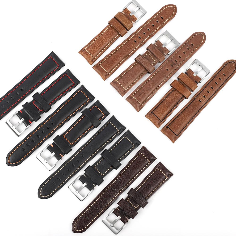 Crazy Horse Leather Strap 18mm 19mm 20mm 22mm Watch Band Men Women Sport Bracelet Replacement Belt Watches Accessories