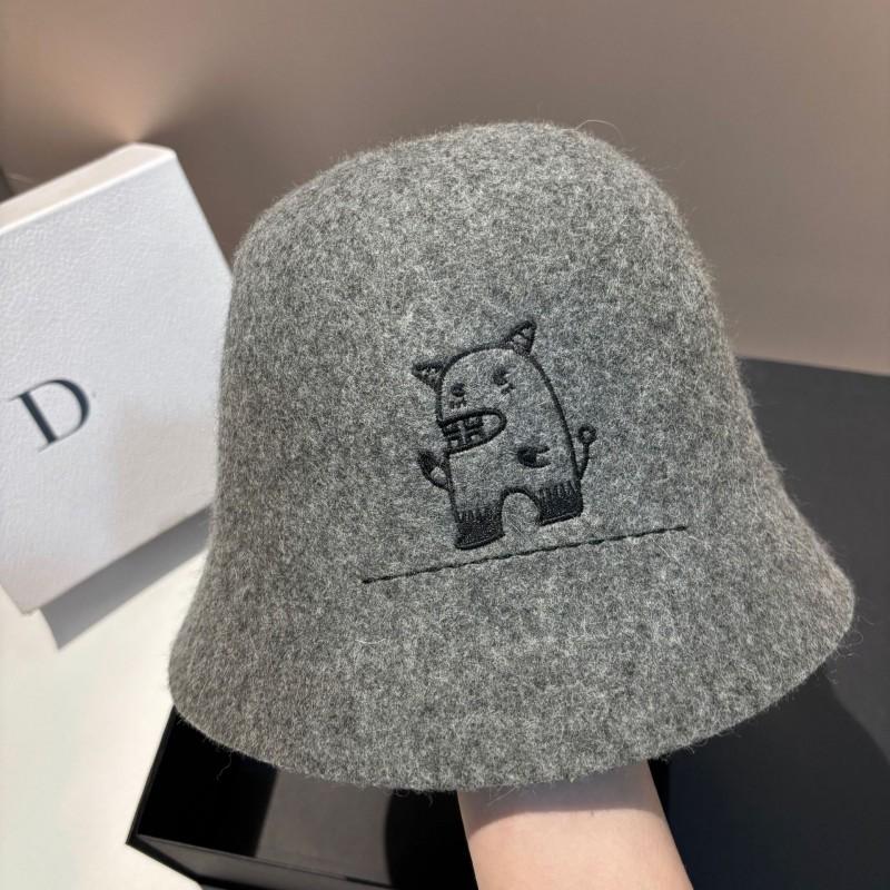 Womens 100% Wool Bucket Hat Small Fragrance Style Winter Warmth Fashionable Sun Protection