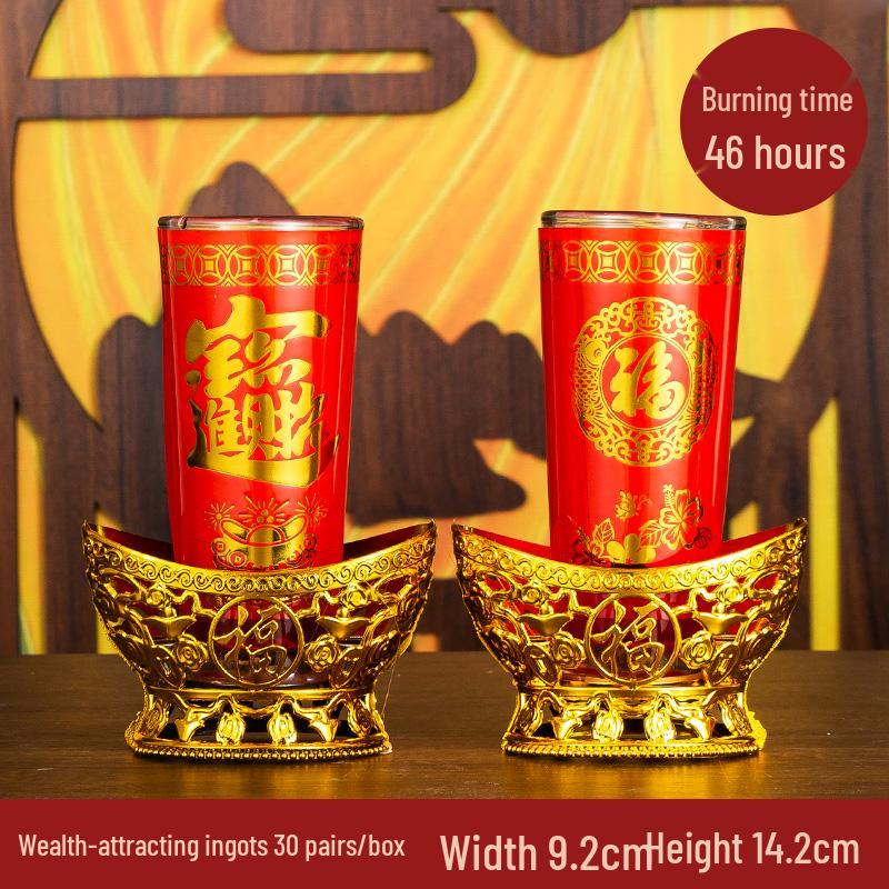 Smokeless Crystal Candle for Buddha Offerings, Housewarming, or New Year Celebrations - Windproof Red Butter Lamp