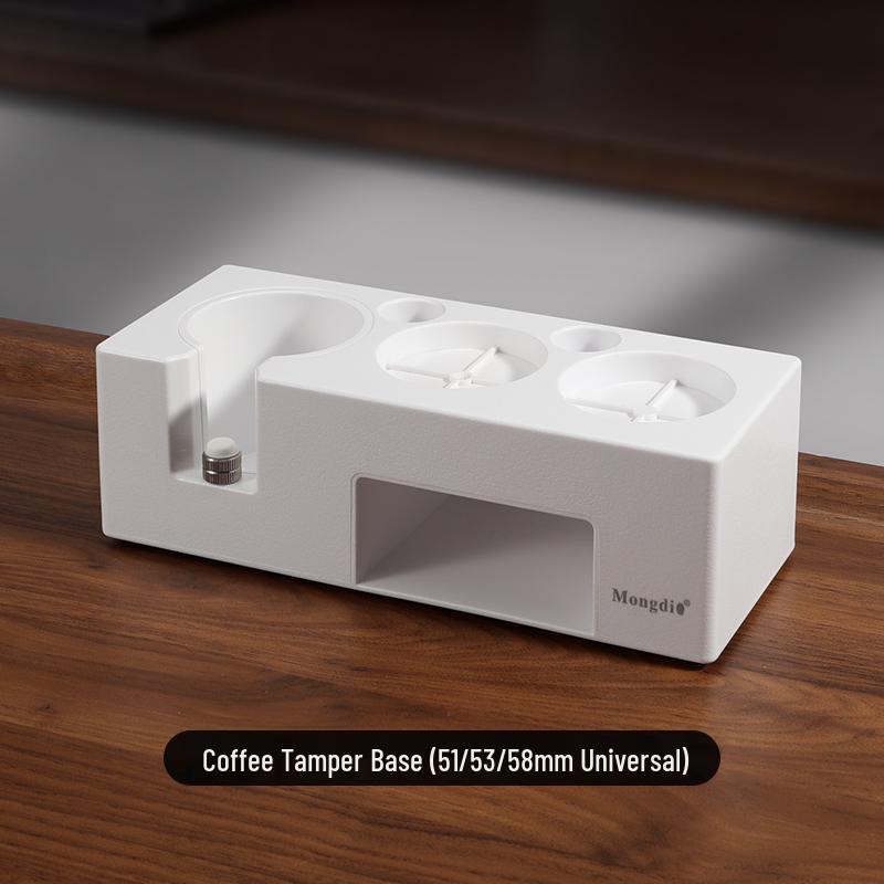 

Three-Piece Coffee Tamper Set with Storage: Powder Dispenser, Tamper Base, and Coffee Tool