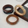 IngeSight.Z Classic Vintage Stackable Wooden Chunky Bangles for Women Punk Style Round Wide Bracelet Jewelry Accessories Gift