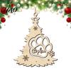 Wooden Hanging Crafts for Holidays Wood Christmas Tree Pendant with Paw Print, Hollow Engraved Rustic Pet Commemorative Gifts Ornament, Style