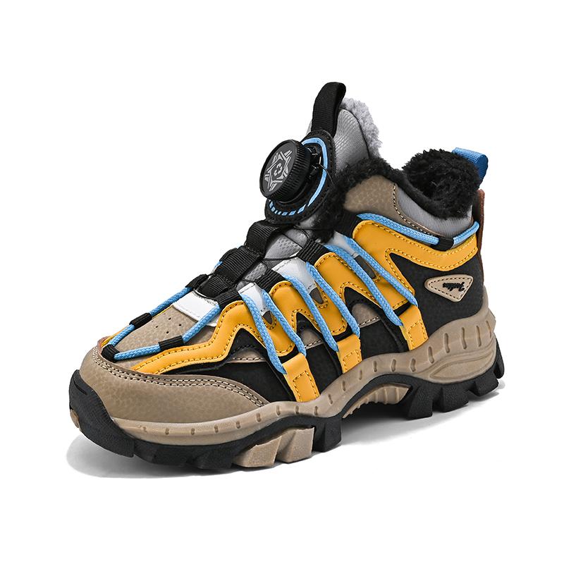 

Детские зимние ботинки из бархата и утолщенной ткани, детская повседневная обувь для девочек и мальчиков, зимние модные универсальные износостойкие походные ботинки для мальчиков 30 черный коричневый