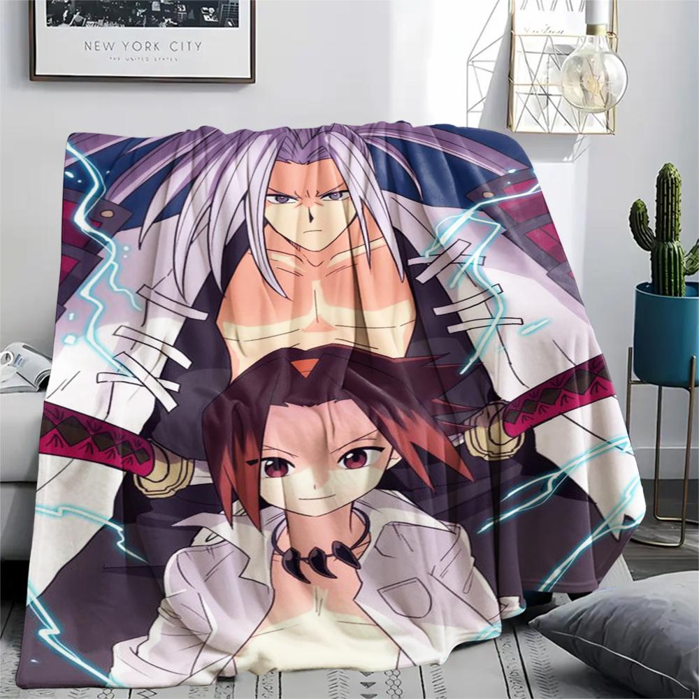 1PC SHAMAN KING Print Flannel Blanket, High Quality Comfortable for All Seasons, Home Decor, Warmth and Comfort, Perfect for Christmas Gifts