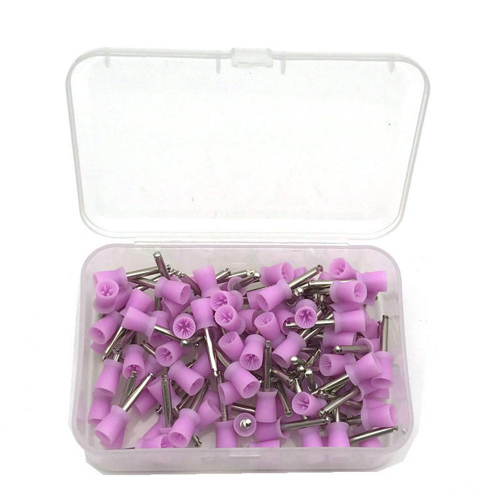100pcs Dental Prophy Brushes Polishing Polisher Rubber Cup Disposable Latch Type Colorful Buff Nylon Bristles Brush