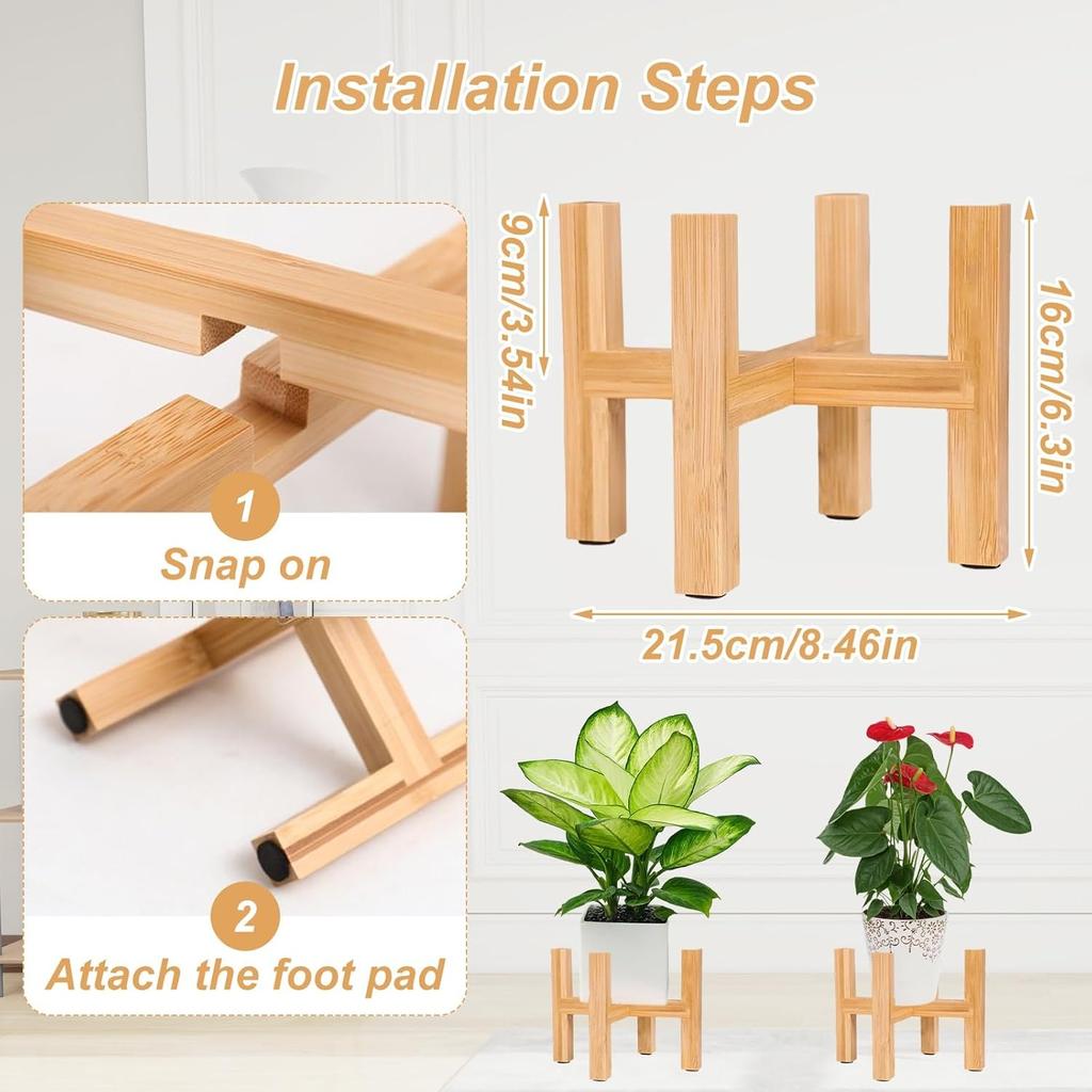 Supporto per Piante in Legno, Supporto per Vasi da Fiori Stile Mid-Century Modern per Interni Esterni, Casa Giardino Ufficio, Adatto per Vasi fino a 21,5 cm, Portafiori