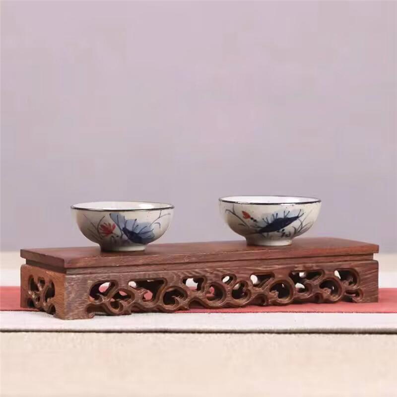 Coffee Tea Set Figurine Vase Display Stand Miniature Wood Bases Pedestal Flower Base Bonsai Plant Holder