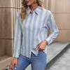 Women S Long Sleeve Striped Cardigan Shirt For Commuting