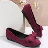 Scarpe da donna casual alla moda primaverili e autunnali a punta tonda, basse, tinta unita, comode, antiscivolo, resistenti all'usura, semplici con fiocco
