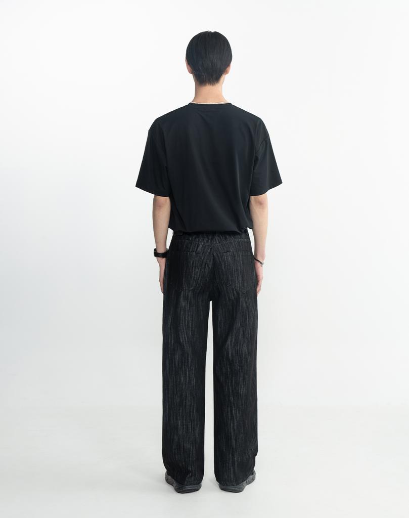 WORK ON BODY OFF Eden Slub Semi-Wide Denim Pants [Black]
