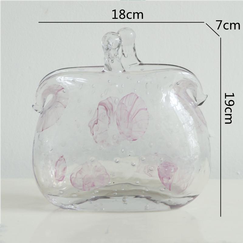 Glass Vase Transparent Tote Bag Shape Wrinkled Irregular Texture Flower Vase Hydroponics Accessories Terrarium Home Decoration
