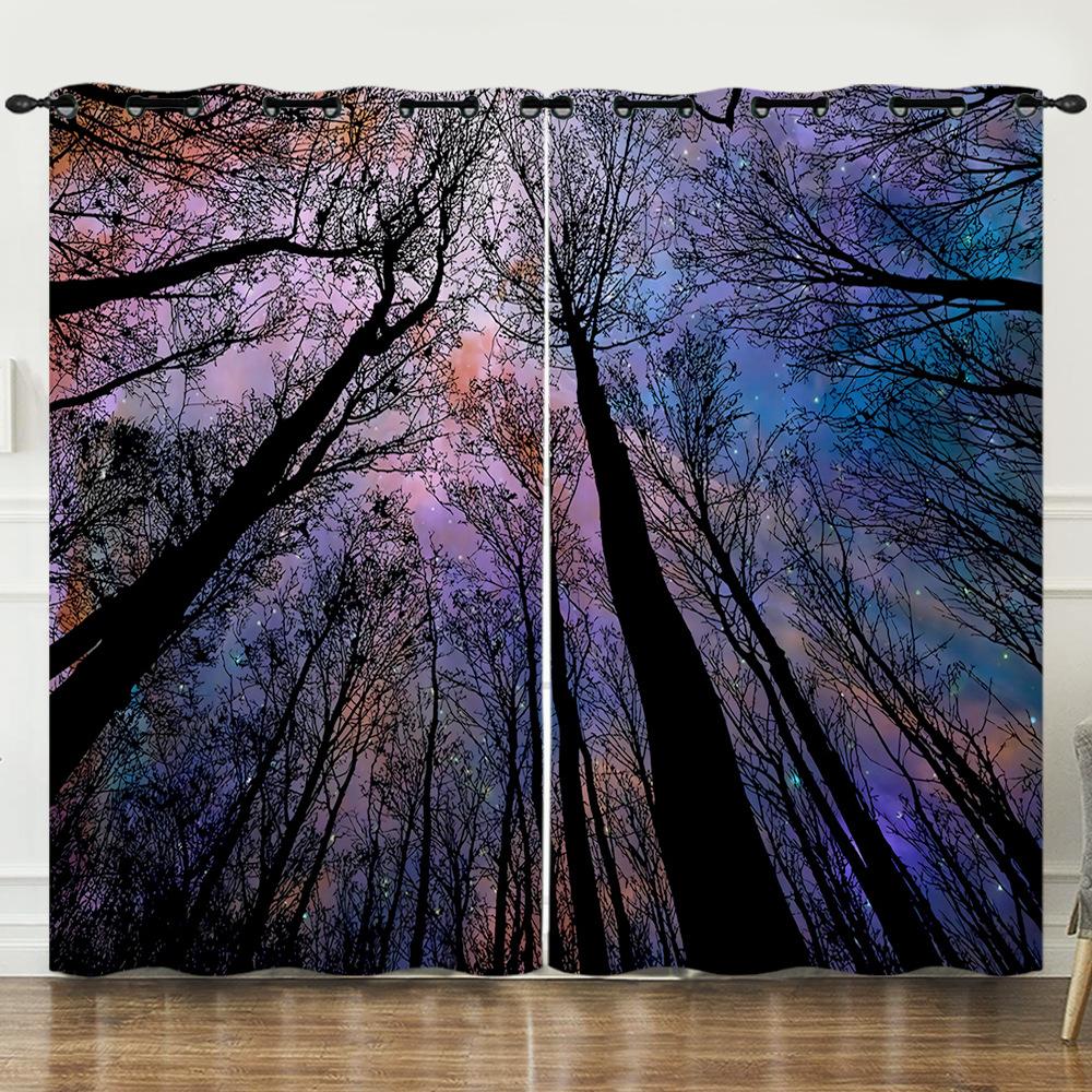 Curtains Sunset Sunset Scenery 3D Digital Printing Blackout Curtain Punching