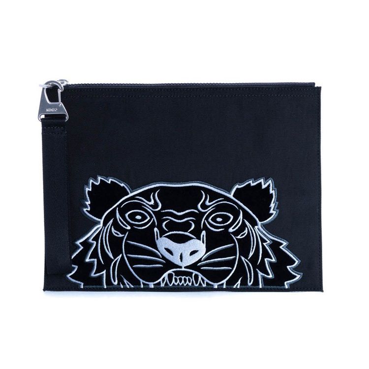 

Kenzo Classic Tiger Head Logo Embroidered Zipper Retro Casual Large Capacity Nylon Handbag Clutch Unisex Handbags Navy-Blue FB65PM302FS4-99 Basic Set (Bag+Dust Bag)