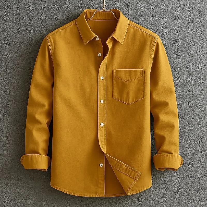 Mens Long Sleeve Solid Casual Business Breathable Dress Shirt