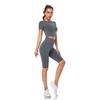9-Color Breathable Quick-Dry Stripe Yoga Set: Running Sports Underwear, Short Sleeve, Five-Point Fitness Shorts