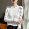 Spring Elastic and Figure-controlling Versatile Comfortable Long-sleeved Striped Design Base Layer Sweater for Women