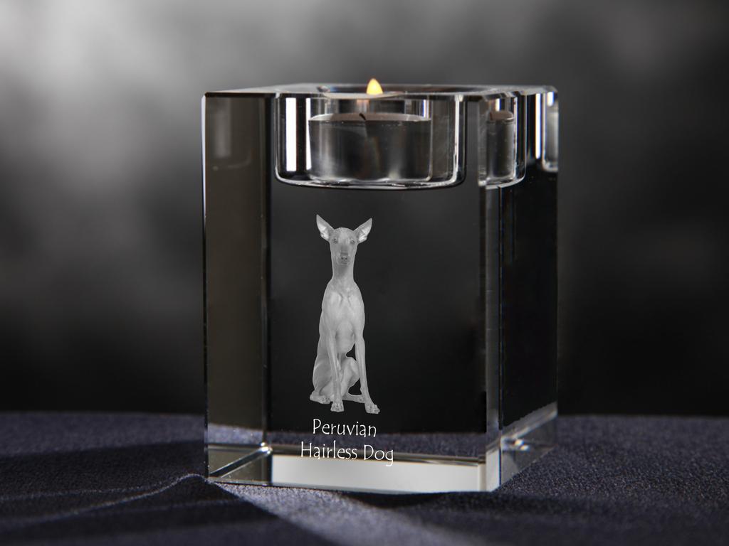 Peruvian Hairless Dog, Peruvian Viringo, Naked Dog – Candle holder with dog photo, crystal tealight holder | Art-Dog
