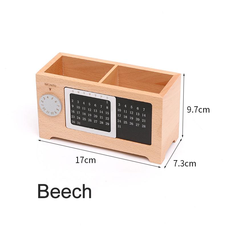 Desktop Calendar Creative Multifunctional Box Organizer Holder Stationery Control WoodenRemote Storage Pen Pencil Home Storage