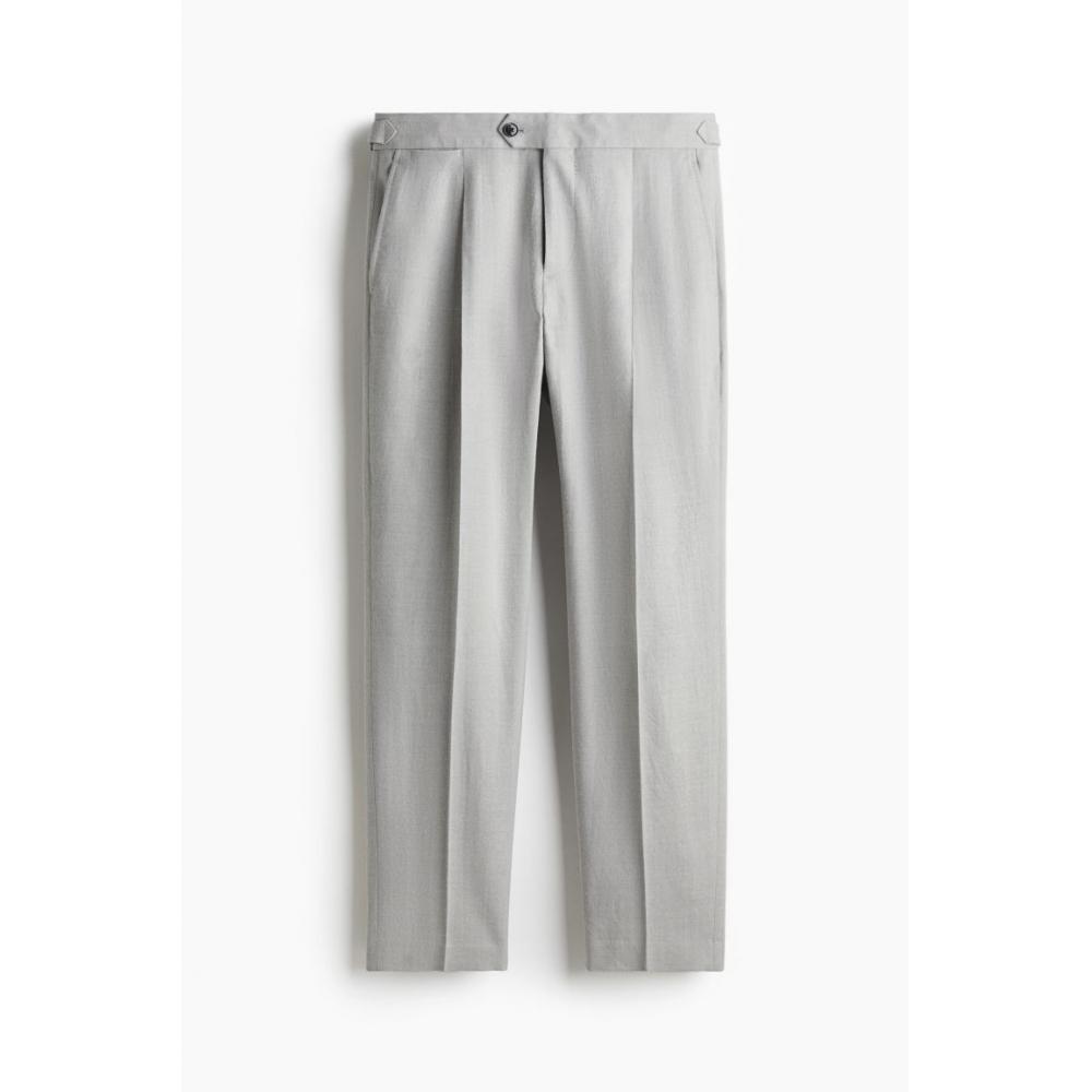 H M Wool Blend Pants Regular Fit Grey