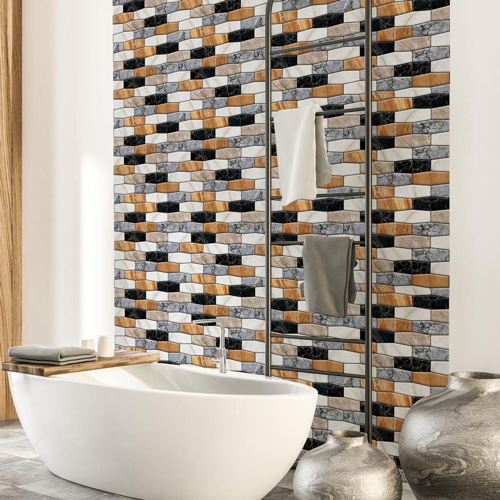 3 Dimension Multicolor Brick Water-resistant Moistureproof Removable Self Adhesive Wallpaper Peel & Stick PVC Wall Stickers for Living Room Bathroom