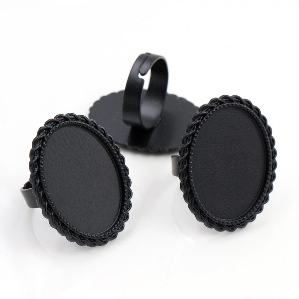 18x25mm 5pcs Antique Silver Plated/ Bronze/Black Brass Oval Adjustable Ring Settings Blank/Base,Fit 18x25mm Glass Cabochons