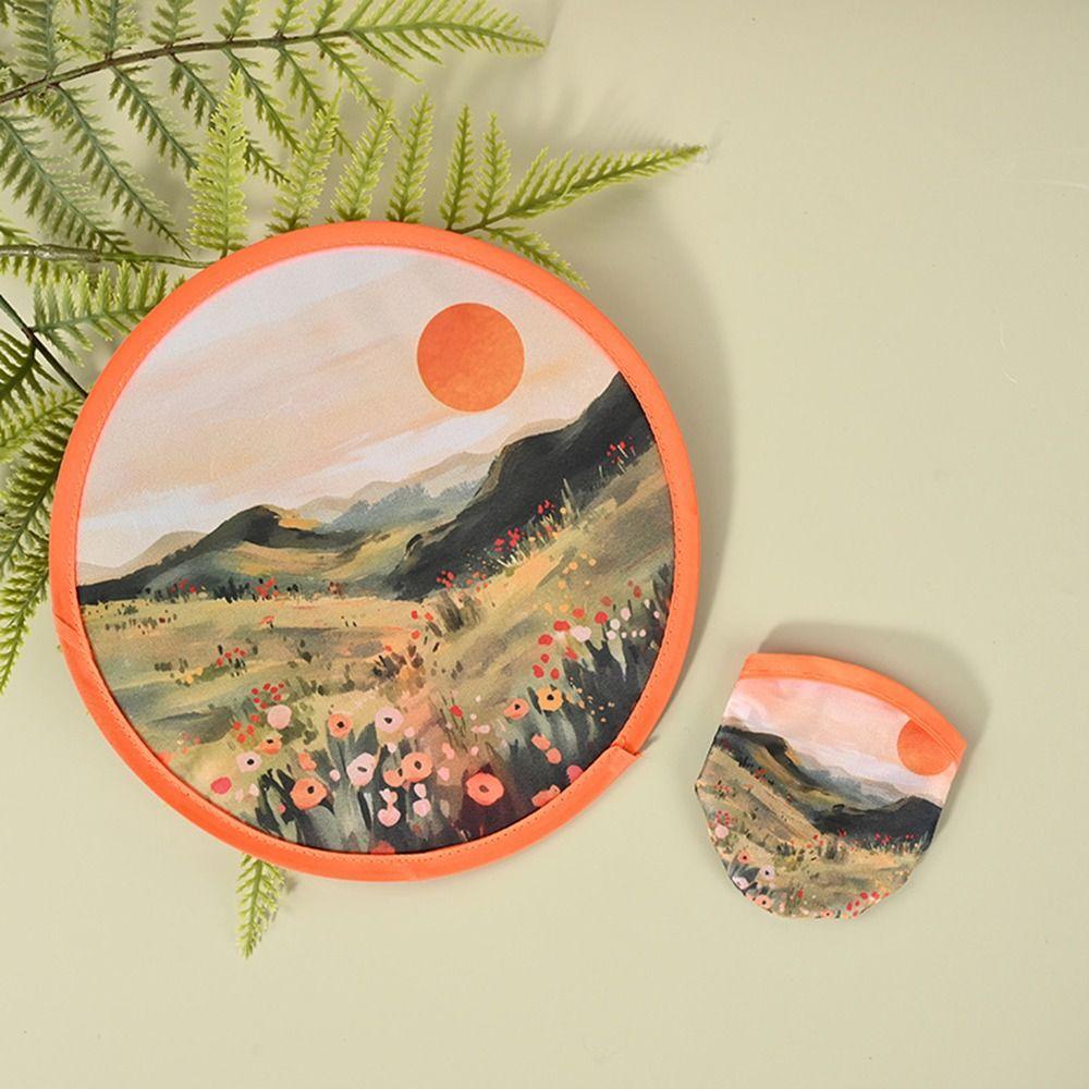 Round Shape Folding Fan Flower Pocket Fans Portable Cooling Fans Home Room