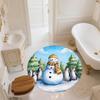 Snowy Day Penguin,Round Area Rug,Carpet Rug for Living Room Bedroom Sofa Playroom Decor,Non-slip Floor Mat