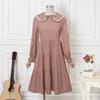 VONDA Women Casual Doll Collar Loose Long Sleeve College Style Dress