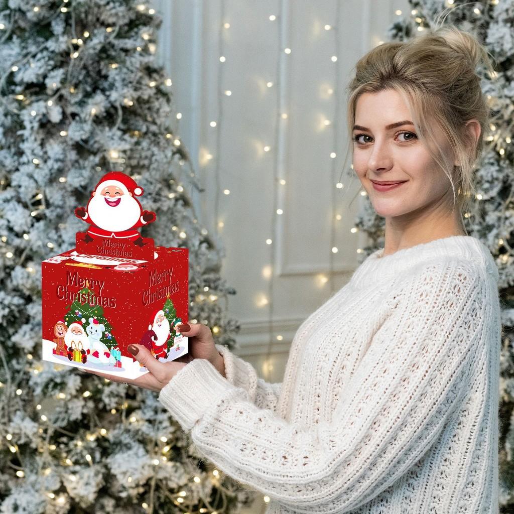 Christmas Main Red Picture Santa Claus Reindeer Pattern Paper Box Decor Props