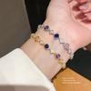 Floral Zirconia Pendant Bracelet With Gold Plating For Elegant Women