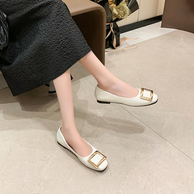 Fashion Luxury Metal Buckle Pumps Women Brides Wedding Shoes Med-High Heels Traf Chunky Heeled Shoes Ladies Office Dress Tacones Femme