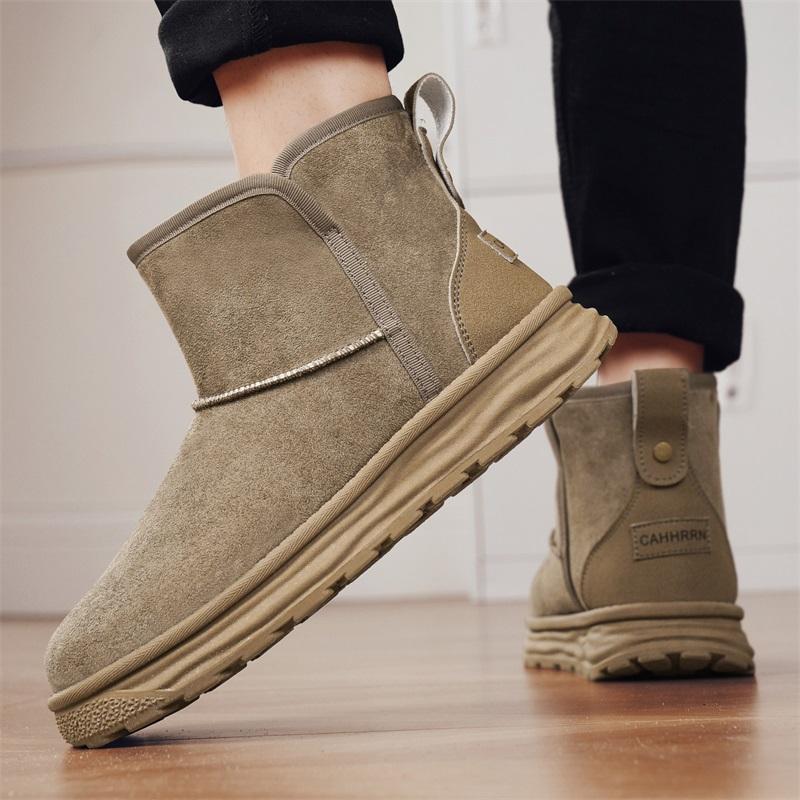 Winter High-top Snow Boots Man Plush Anti Slip Thermal Insulated Men Ankle Boots Fur Platform Fleece-Lined Outdoor Casual Shoes