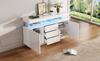 140 x 35 x 80 cm Modernes Hochglanz Acryl Sideboard mit 16-farbigem LED-Streifen, Kaffeebar, Geeignet für Esszimmer, Küche, Flur (Weiß)