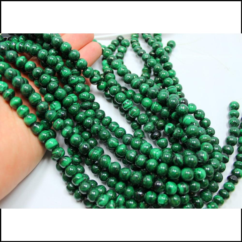 Mărgele frumoase din piatră prețioasă de malachit, 1 fir întreg de 14-15 inci, margele de 6 mm, 8 mm și 10 mm.