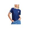 adidas Originals Striped Logo Print Crew Neck Loose Fit T-Shirt Women Tops Navy IR7466