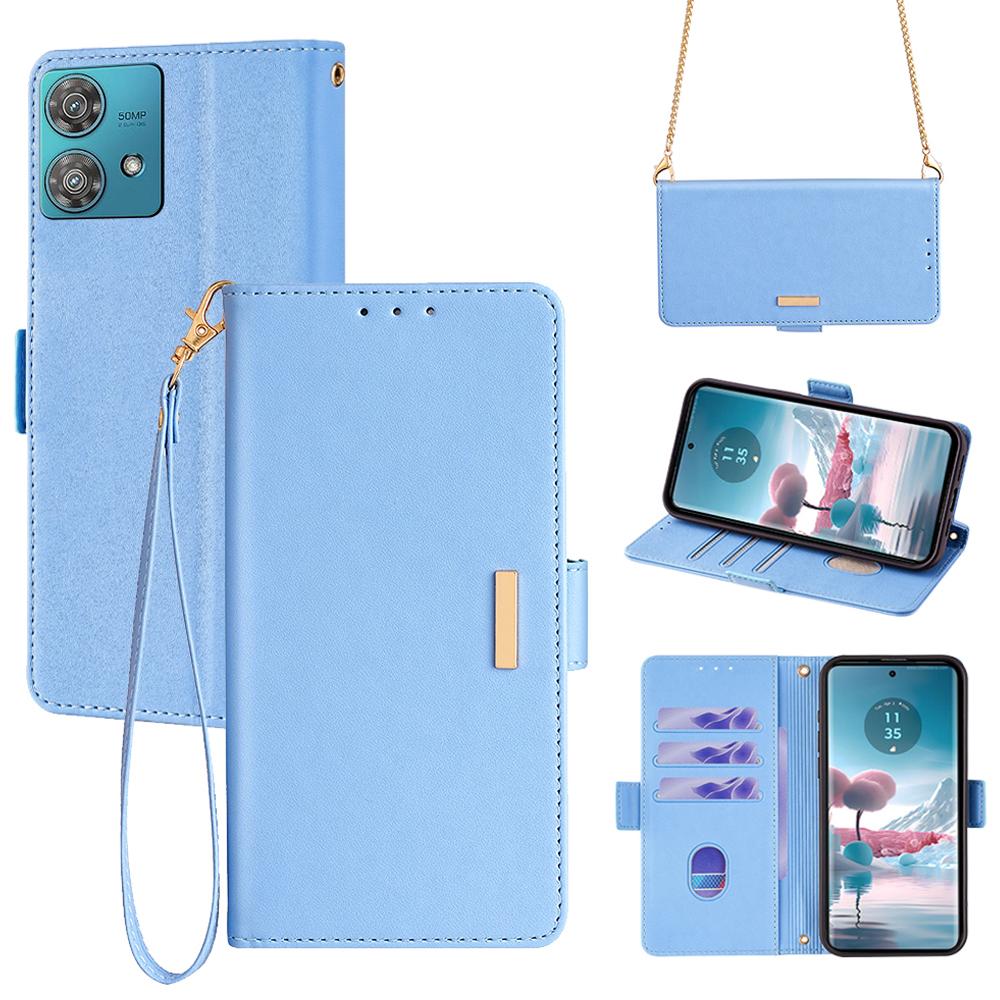 For Motorola Edge 40 Neo 5G Wallet Case RFID Blocking PU Leather Phone Cover with Straps