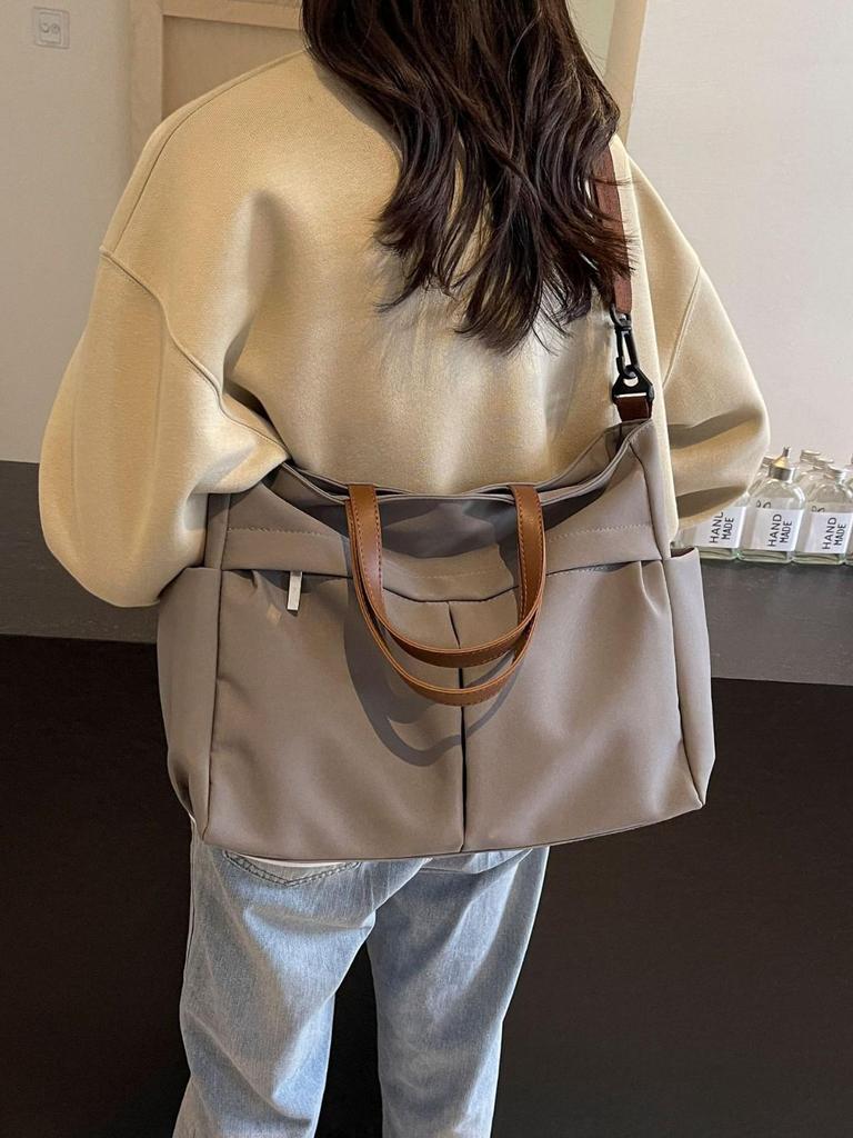 Korean Style Women's Large Nylon Tote Bag - Versatile Canvas Shoulder Bag