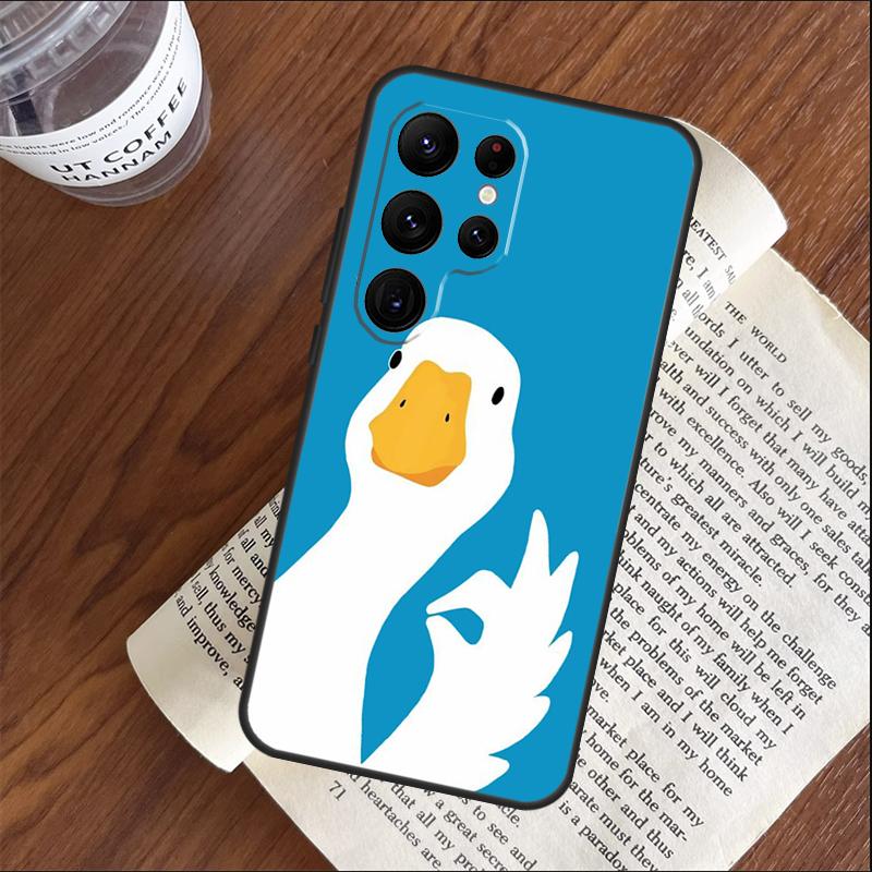 Cartoon Cute Goose Phone Case For Samsung Galaxy S25 S24 S23 S22 S21 Ultra S9 S10 S20 Plus S24 FE Funda Cover