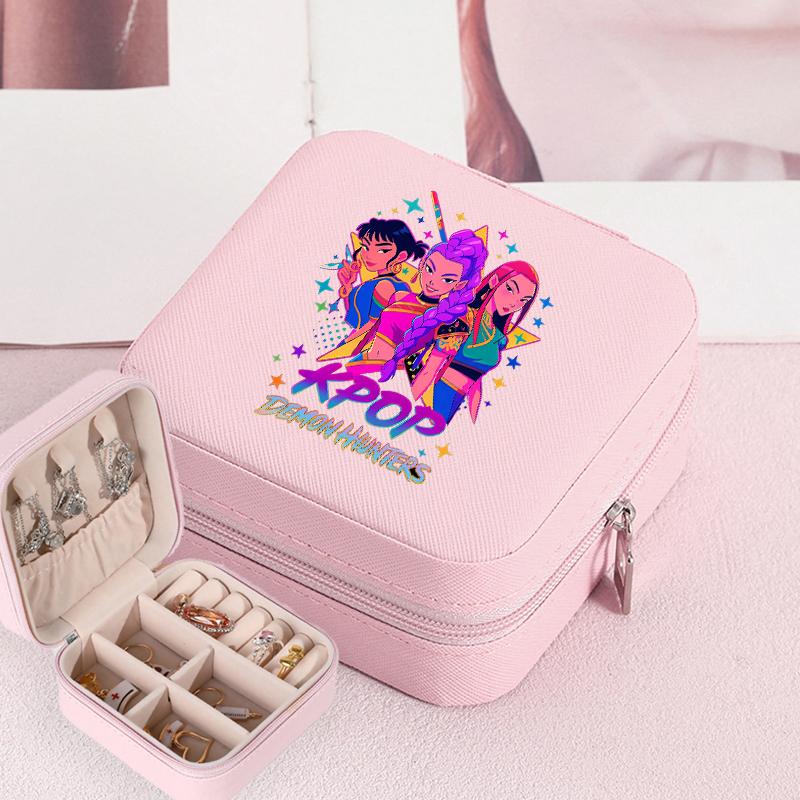 Wysokiej Jakości KPop Łowcy Demonów Pudełko na Biżuterię Organizer na Kolczyki, Naszyjniki, Pierścionki dla Kobiet Mini Organizer na Biżuterię Podróżny Pudełka Ekspozycyjne