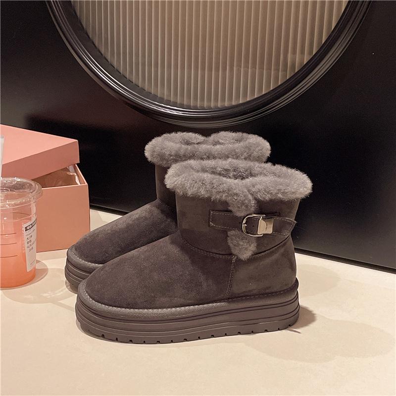 2025 new winter women's thick-soled velvet thickened versatile casual versatile warm fashion temperament Korean snow boots