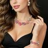 Collar, pendientes y pulsera de moda de color caramelo transfronterizos europeos y americanos, conjunto de joyería de boda con diamantes brillantes exquisitos, joyería de estilo de corte