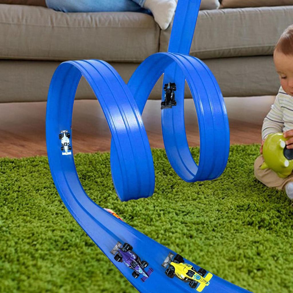 395cm Portable Flex Car Ramp Track Set with Suction Cups for Kids Learning & Creative Play Accessory