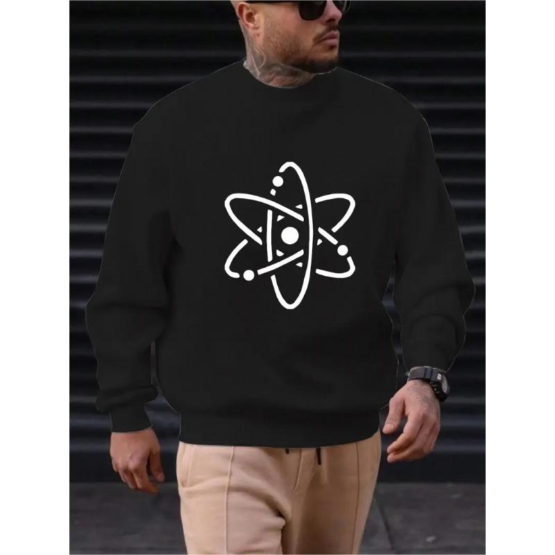 Men's Geometric Print Casual Sweatshirt - Long Sleeve Round Neck, For Sports And Everyday Wear.