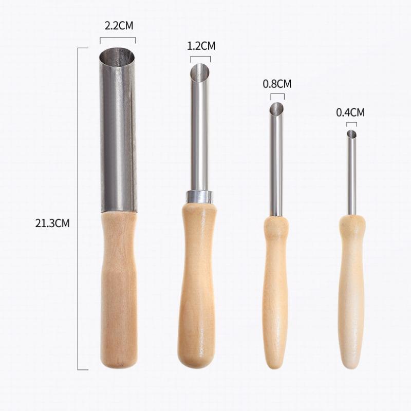 4 Stück/Set Edelstahl Lochstanzer Schnitzen Skulptur Modellieren Töpferei Schneiden Stanzen Keramik Polymer Clay Werkzeuge